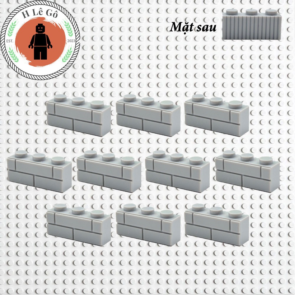 Combo 10 viên gạch xây thành 1x3 xám nhạt