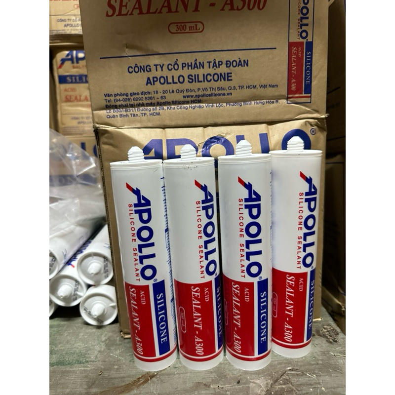 Keo Silicone APOLO A300 Trắng Sữa, Đen, Trắng Trong