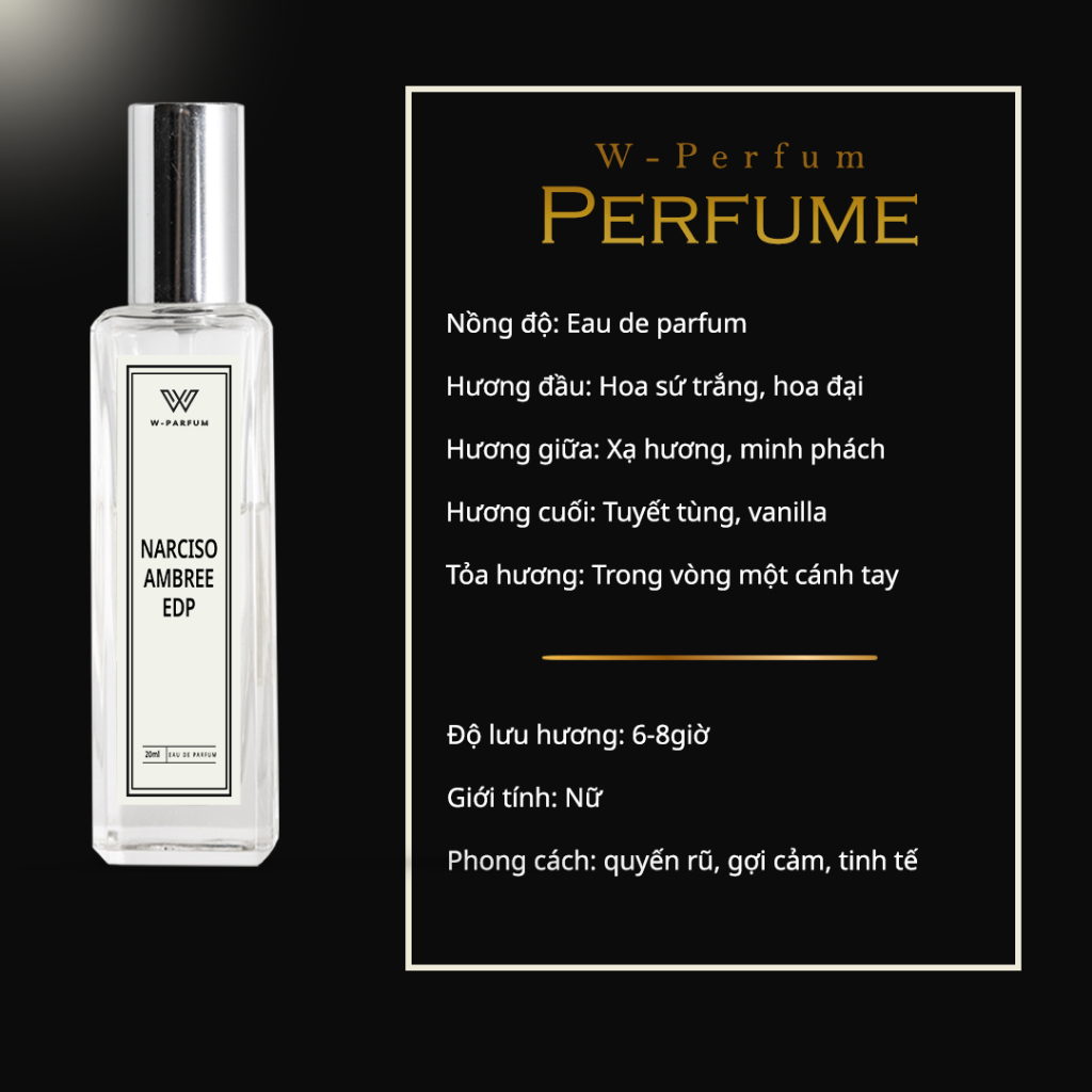 Nước Hoa Nữ Chính Hãng Narciso Ambree EDP W-PARFUM thơm quyến rũ, gợi cảm, tinh tế
