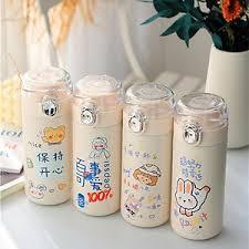 Bình Nước Thủy Tinh Gấu Trắng 450ml, Vỏ Nhựa, Giữ Nhiệt Tốt, Thiết Kế Dễ Thương