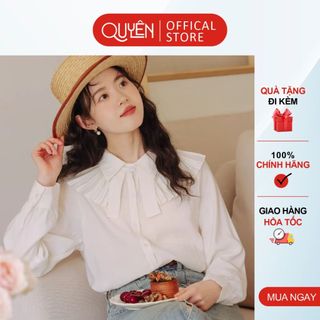 Áo Sơ Mi Nữ Công Sở Nữ Tay Phồng Tiểu Thư, Cổ đức xếp ly  Xinh Xắn Thời Trang Quyên AA402