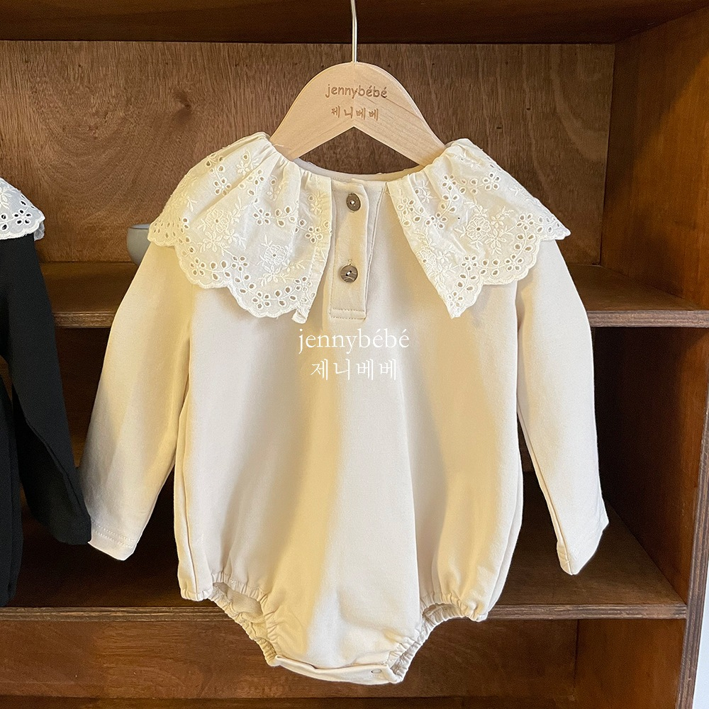 Váy dài tay, Đầm Jennybebe mùa thu phối cổ ren phong cách cổ điển tiểu thư Hàn Quốc ZN047