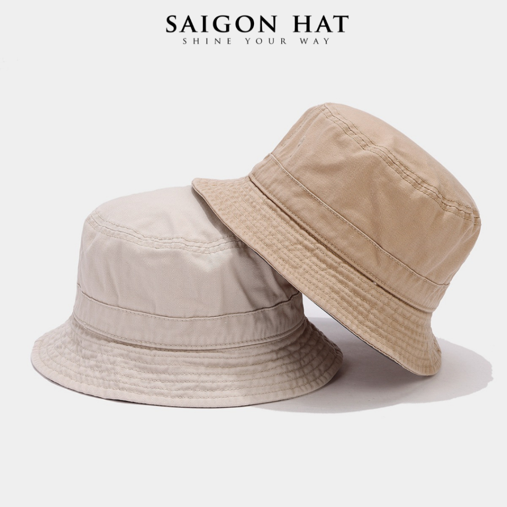 Mũ bucket nam nữ vành ngắn nón bucket tai bèo bản trơn basic chất cotton size 57-58cm SAIGON HAT