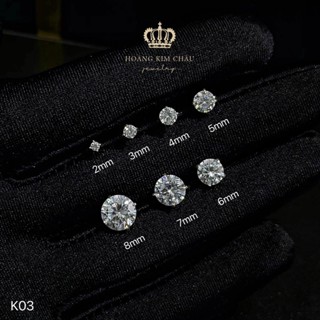 Bông tai bạc nam nữ Hoàng Minh Châu Jewelry (K03) - khuyên tai thanh lịch chuẩn bạc chính hãng