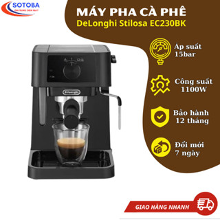 Máy pha cà phê espresso DeLonghi Stilosa EC230BK, áp lực bơm 15bar, thiết kế nhỏ gọn hiện đại bảo hành 12 tháng