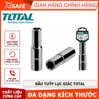 Đầu tiếp lục giác TOTAL đa dạng kích thước từ 8-32mm Đầu tiếp chất liệu 50BV30, chịu nhiệt, mạ niken đen, nhỏ gọn