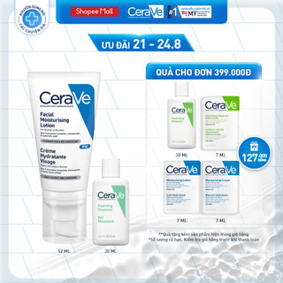 Bộ sản phẩm Cerave Sữa dưỡng ẩm ban đêm (52ml) & sữa rửa mặt làm sạch sâu cho da dầu