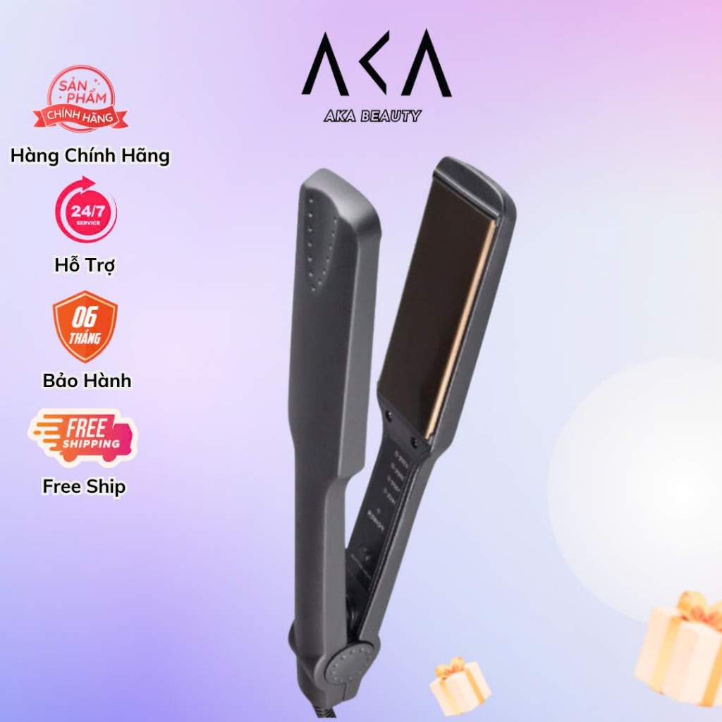 Máy là tóc, duỗi tóc, ép tóc AKA BEAUTY bọc lớp tráng gương bảo vệ tóc. Bảo hành 6 tháng MLT03