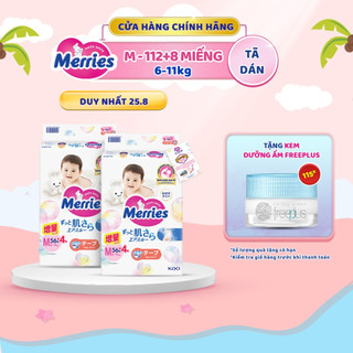 Thùng 2 tã/bỉm dán merries cộng miếng đủ size nb82/s76/m60