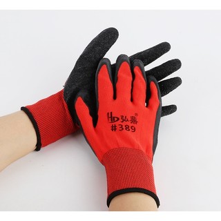 Găng tay lao động phủ cao su sần 389, găng tay chống trơn trượt, găng tay 389