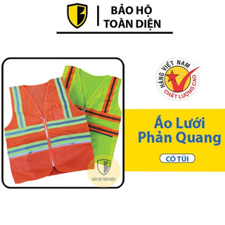 Áo lưới phản quang Có Túi _ Áo phản quang bảo hộ lao động cho công nhân, kỹ sư làm công trình, công trường, nhà máy...
