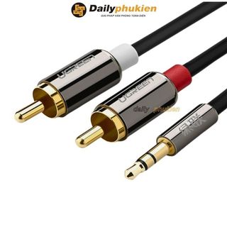 Dây loa 1 ra 2 cho điện thoại máy tính tivi kết nối loa dài 3m chính hãng, Cáp loa 3.5 ra av hoa sen 3m