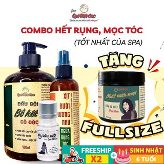 COMBO SIÊU MỌC TÓC, CHỐNG RỤNG SAU 3 TUẦN: DẦU GỘI BỒ KẾT CÔ ĐẶC; XỊT CHỐNG RỤNG; TINH CHẤT MỌC TÓC QUÊ MỘT CỤC