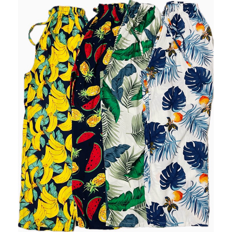 {Bigsize 85kg} Quần dài ống suông hoạ tiết nam nữ (vải lanh tole) 2túi sâu rộng