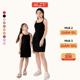 Đầm 2 dây body Nữ H&T chất rib cotton mềm mịn co giãn , phom dáng basic, màu sắc ưa chuộng cho Mẹ và Bé-HTBG054