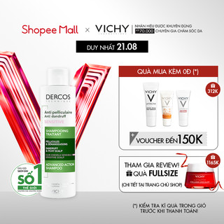 Dầu gội giúp sạch gàu và làm dịu da đầu ngứa - dành cho da nhạy cảm Vichy Dercos AntiPelliculaire 200ml