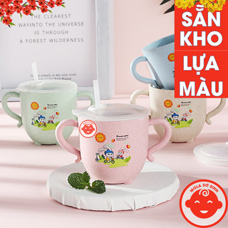 Cốc uống nước lúa mạch kèm ống hút 270ml cho bé