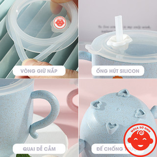 Cốc uống nước lúa mạch KÈM ỐNG HÚT 270ml cho bé