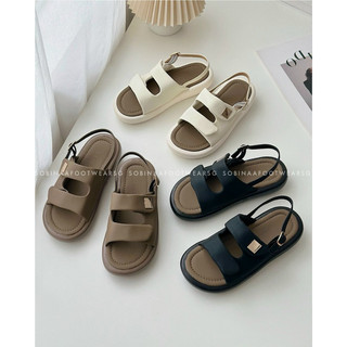 Dép sandal hai quai ngang mang êm đế cao 2cm kiểu dáng ulzzang thiết kế basic dễ mang đi học đi chơi-quai hậu phong cách
