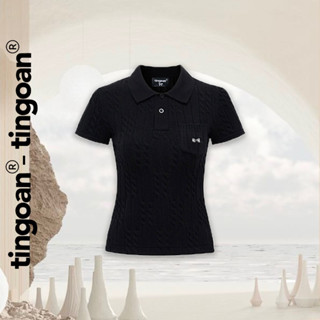 TINGOAN® - Áo len xù POLO cổ bẻ đen phối túi ngực POLO BABY TOP/BL (không bao gồm khăn choàng cổ)