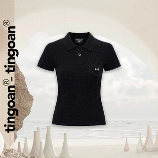 TINGOAN® - Áo len xù POLO cổ bẻ đen phối túi ngực POLO BABY TOP/BL (không bao gồm khăn choàng cổ)
