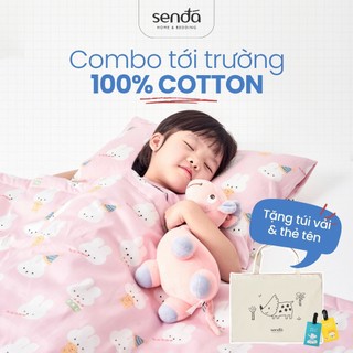 Bộ chăn gối cho bé đi học Cotton Sen Đá Home Bedding cao cấp, set mền mẫu giáo, tiểu học