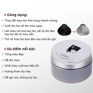 Sáp vuốt tóc tạm thời Ash Mud màu xám khói _SSSXK