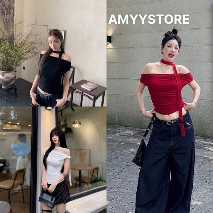 Áo Trễ Vai Nữ Kèm Dây, Áo Thun Nữ Cotton Dầy Dặn Mềm Mịn Co Giãn MA856