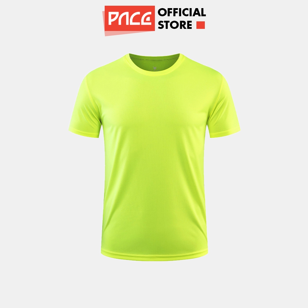 Áo thể thao chạy bộ nam PACE Running mỏng nhẹ, áo thun thể thao mềm mại thoáng khí màu xanh chuối AT