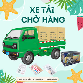 Xe Tải SUZUKI WPL Mô Phỏng Theo Có tăngk kém theo 6 thùng giấy cho bé với 3 màu trắng xanh mô hình  đồ chơi bé trai