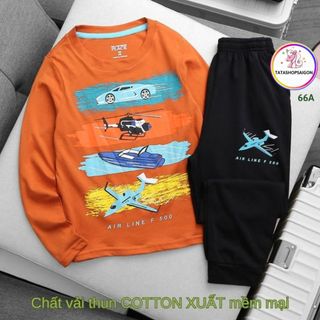20 đến 45kg Bộ dài tay mặc ngủ cho bé trai chất cotton hàng xuất VNXK đẹp 066