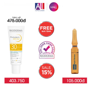 Kem chống nắng cho da hỗn hợp dầu Bioderma photoderm akn mat spf30 40ml DATE 3.25 TẶNG Ampoule Martiderm (Nhậ