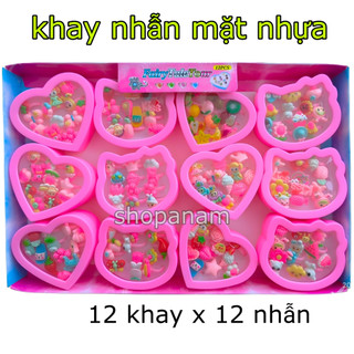 Khay 12 hộp nhẫn mặt nhựa hình đáng yêu  cute các loại , nhẫn cho bé