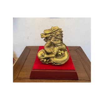 Tượng Rồng ôm ngọc bằng đồng thau vàng