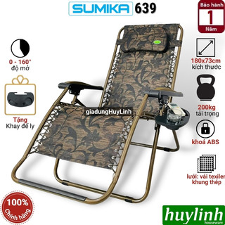 Ghế xếp gấp thư giãn sumika 639 - rộng 73cm - tải trọng 200kg - tặng khay để ly