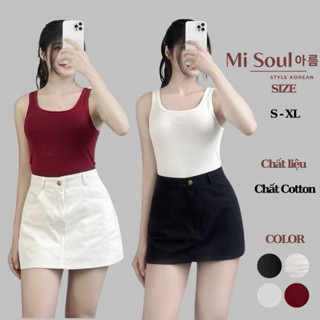 Áo 2 Dây Nữ Có Đệm Mút Bản To Cotton BigSize Misoul, Áo 3 Lỗ Nữ Bản To Có Mút Ngực 320 - 328