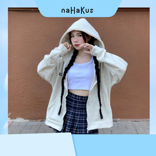 Áo Hoodie Zip NAHAKUS form rộng mũ 2 lớp tay phồng chất nỉ bông 100%cotton - HDZ01