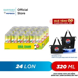 Thùng 24 lon nước uống có gaz 7up soda chanh không calo