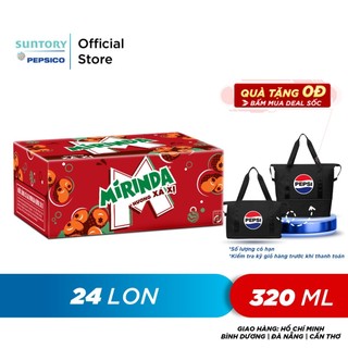Thùng 24 Lon Nước Ngọt Có Gaz Mirinda Xá Xị (320ml/lon)