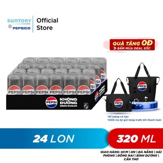 Thùng 24 Lon Nước Uống Có Gaz Pepsi Không Calo (320ml/lon)