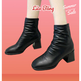 Boot Nhăn Da Lỳ Cao Cấp Gót Vuông 5 Phân Hottrend (Fullbox)