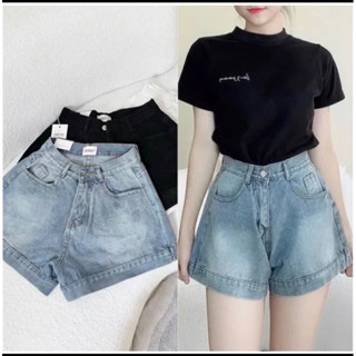 [ SIZE S-XL ] Quần short jean nữ lưng cao ống rộng, chất jean bền đẹp không co dãn