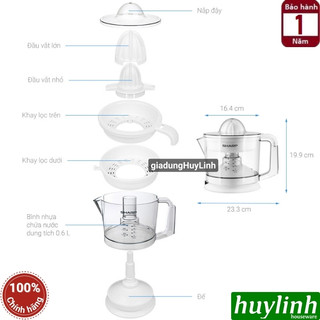Máy vắt cam Sharp EJ-J256-WH - Công suất 25W - 2 đầu vắt