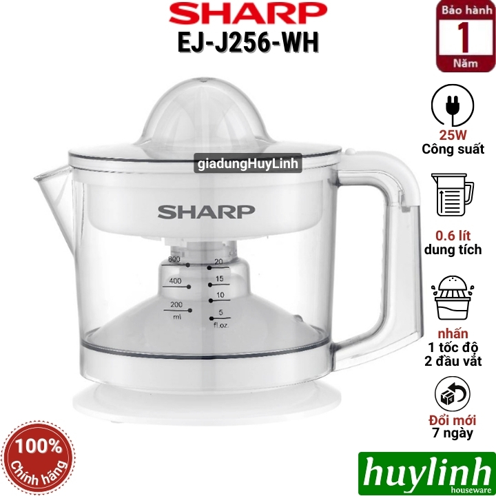Máy vắt cam Sharp EJ-J256-WH - Công suất 25W - 2 đầu vắt