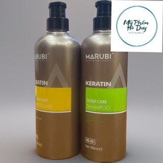 Bộ dầu gội xã KERATIN MARUBI 750ml cặp dầu gội xả phục hồi hư tổn giảm rụng tóc chính hãng