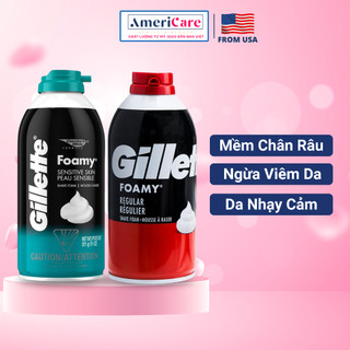 Bọt Kem Cạo Râu Cho Da Nhạy Cảm Gillette Foamy Shave Foam Sensitive Skin Peau Sensible 311g, Bản Mỹ