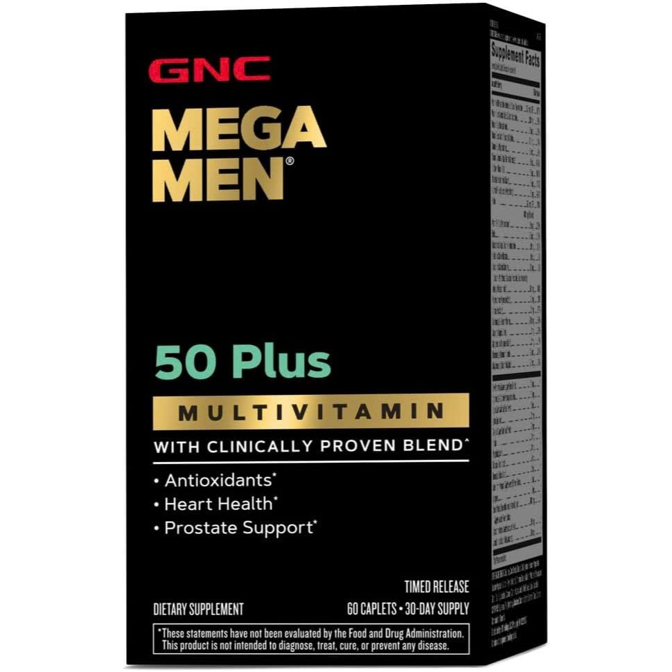 GNC Mega Men 50 Plus Multivitamin - Viên Uống Bổ Sung Vitamin, Khoáng Chất Cho Nam Từ 50 tuổi 60viên
