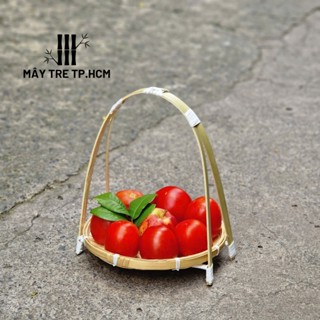 Mẹt tre 1 tầng gồm mẹt tre và kệ, đựng thức ăn bánh kẹo để bàn, trang trí cỗ bánh mứt bàn ăn đẹp