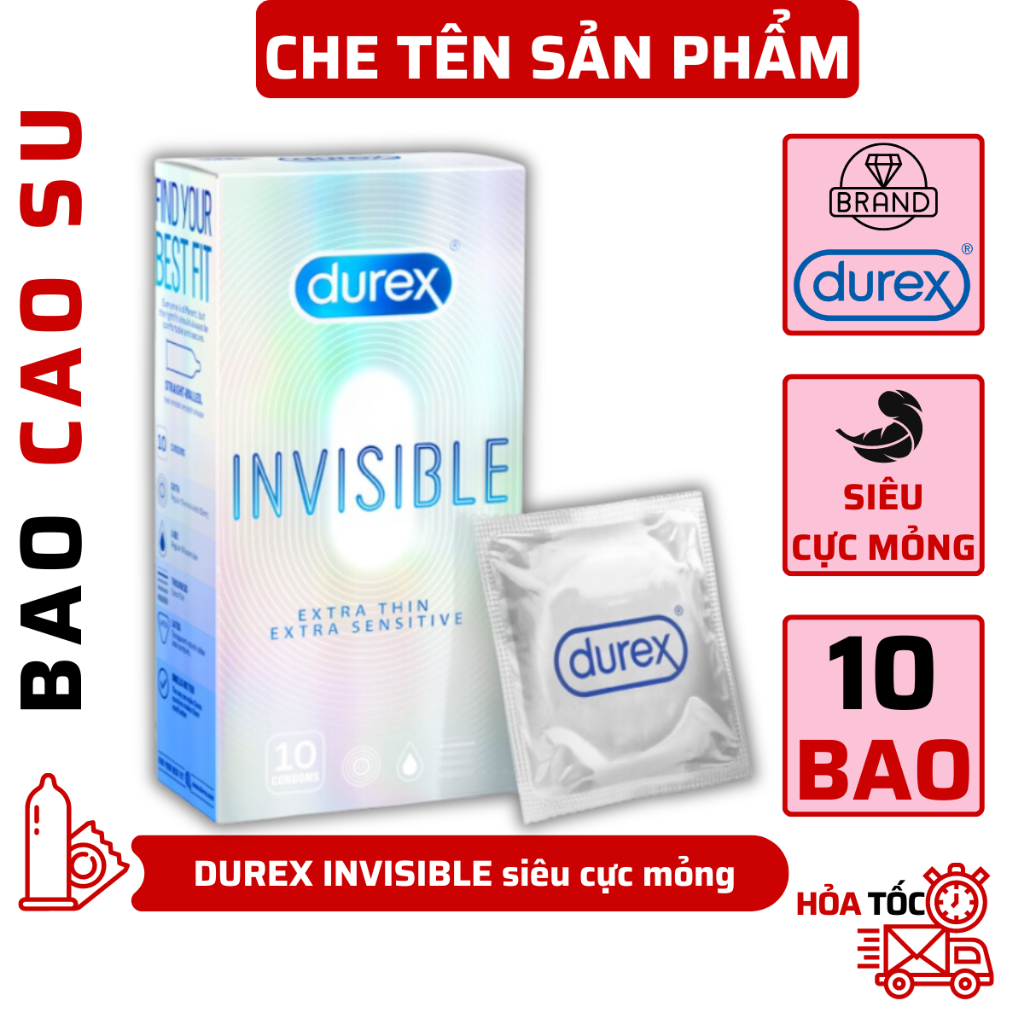 Bao Cao Su Durex INVISIBLE SIÊU CỰC MỎNG Hộp 10 cái