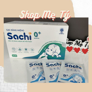Gạc rơ lưỡi / Gạc răng miệng Sachi cho bé từ 0m+, hộp 30 gói dịch chiết lá hẹ - Giúp Vệ sinh răng miệng lưỡi nướu cho bé